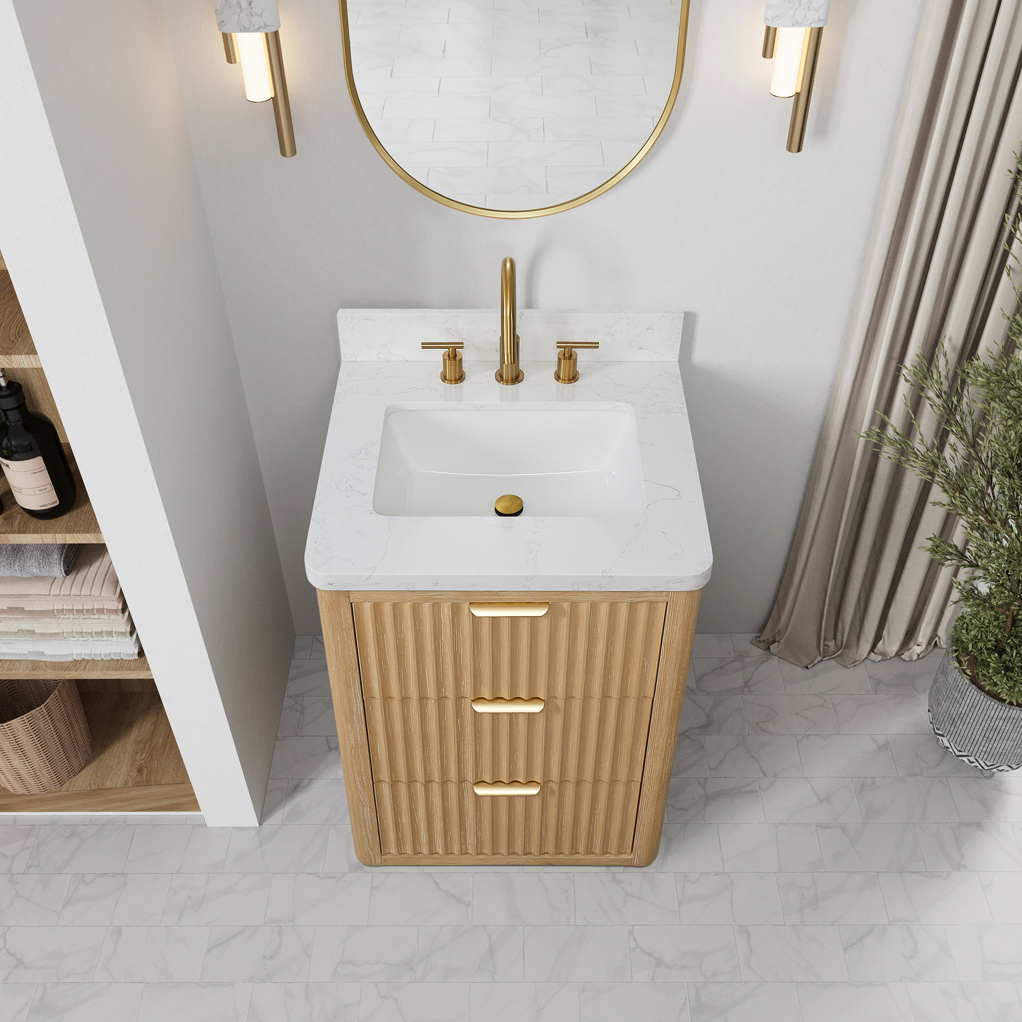 Vinnova Cadiz Bath Vanity, Composite Stone Top, 24" - Contemporary ... within Vinnova Cadiz Bath Vanity, Composite Stone Top, Washed Ash Grey, 24", No Mirror