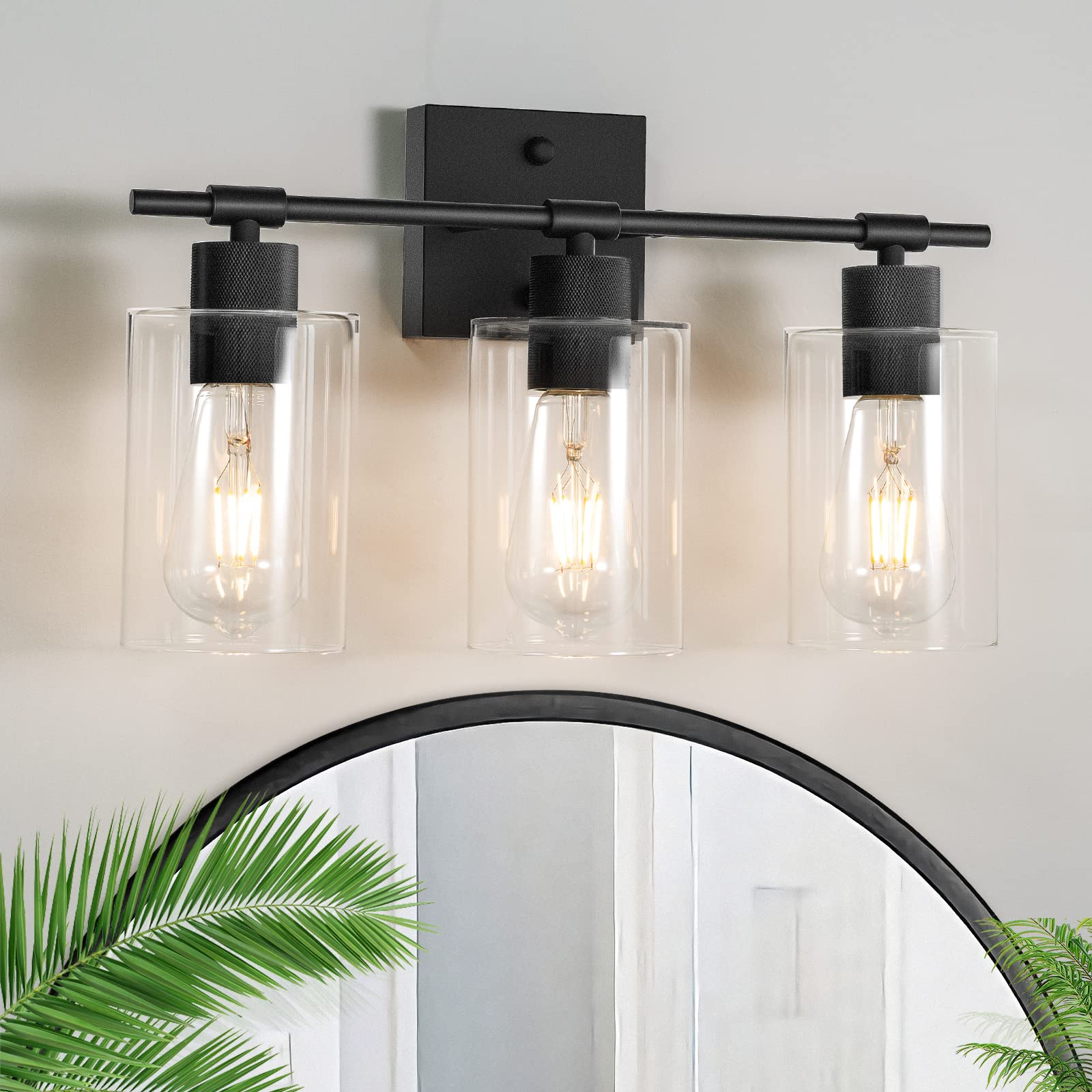 Volisun 3 Light Bathroom Vanity Light, Matte Black Bathroom Light ... within Alden 5-Light Matte Black Vanity Light