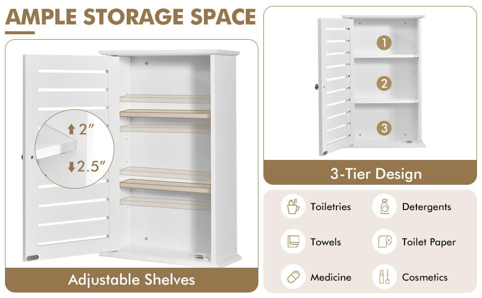 Wall Mount Medicine Cabinet Multifunction Storage Organizer - Costway throughout Declutter Your Bathroom Unveiling the Secrets of the Costway Wall Mount Cabinet