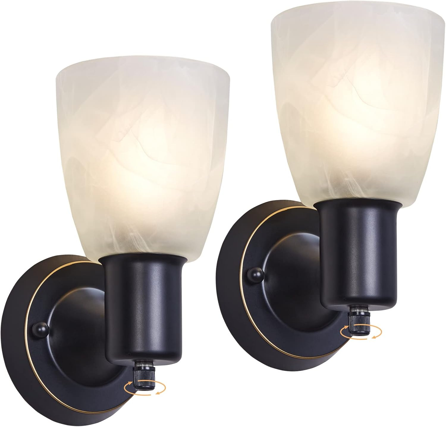 Wall Sconces Set Of 2, Matte Black Vanity Lights For Bathroom, Modern ... throughout Aeneas 17 In. 3-Light Indoor Matte Black And Brass Finish Wall Sconce