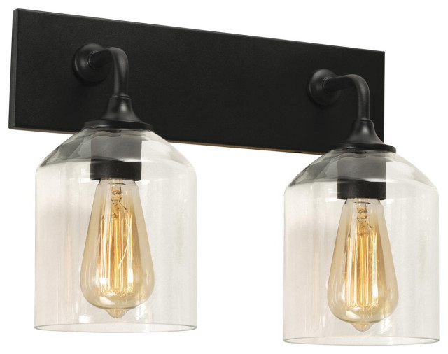 William 2 Light Bathroom Vanity Light, Black - Transitional - Bathroom ... with Albany 2 Light Bathroom Vanity Light, Black
