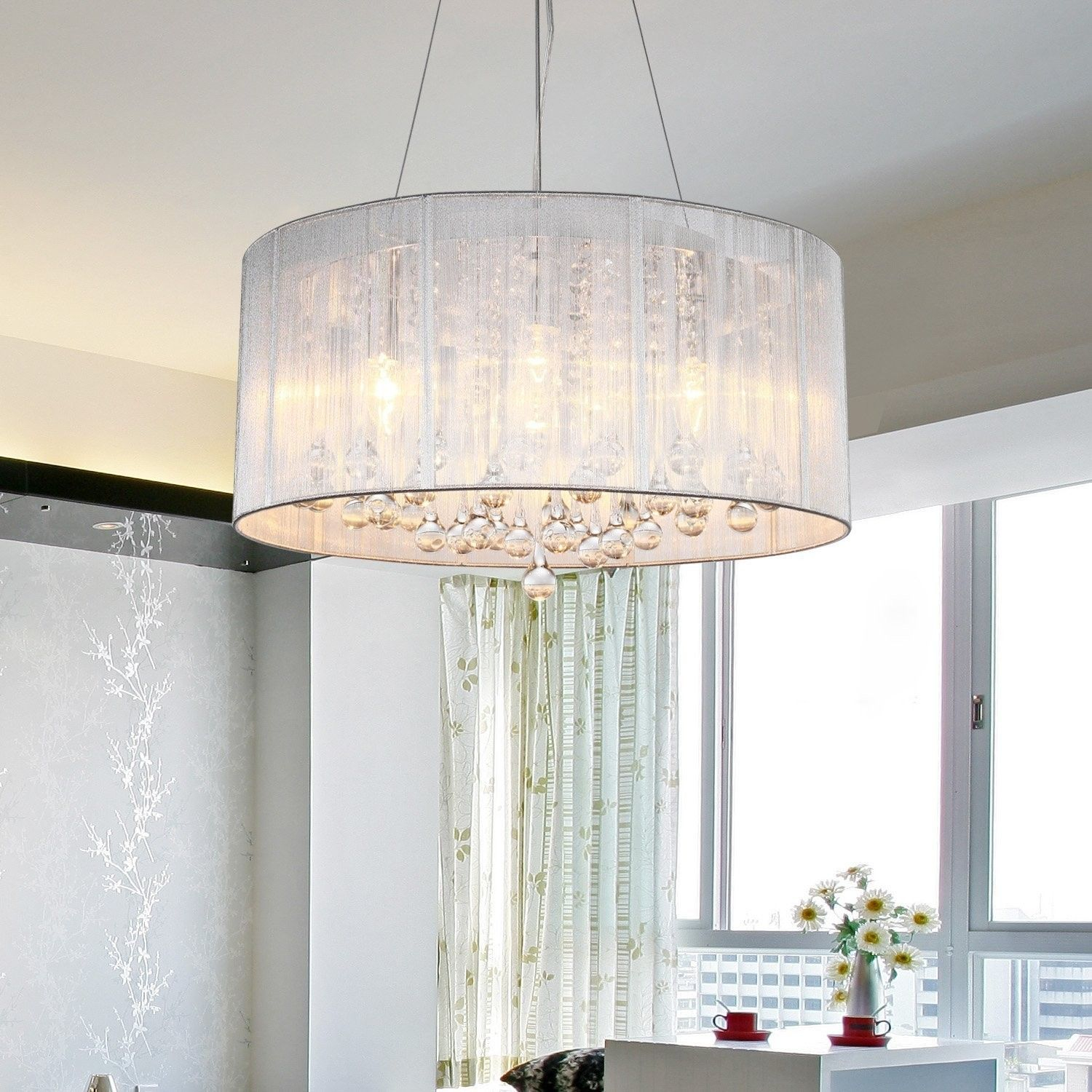 2025 Best Of Fabric Drum Shade Chandeliers inside