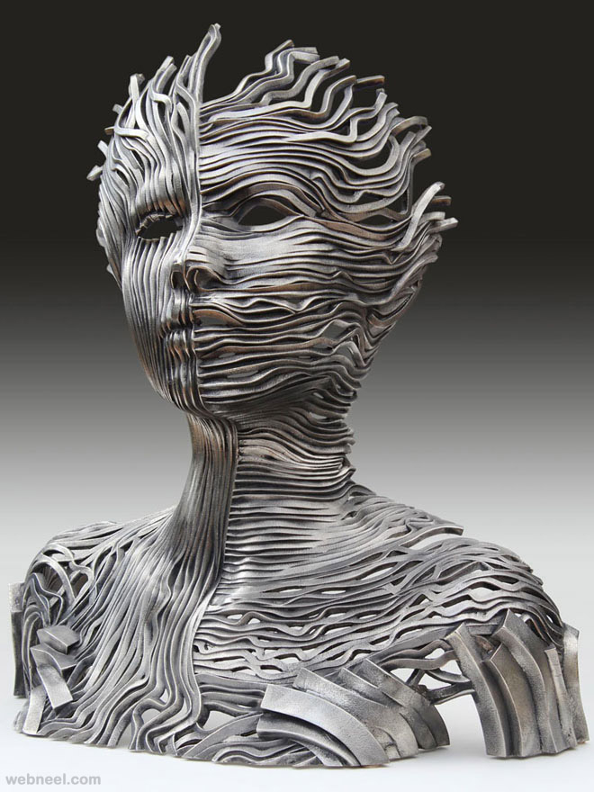 22 Creative Human Figure Metal Sculptures Composed Of Unraveling Steel ... in Unveiling the Essence of Elegance in Iron Woman Wall Sculptures A Deep Dive