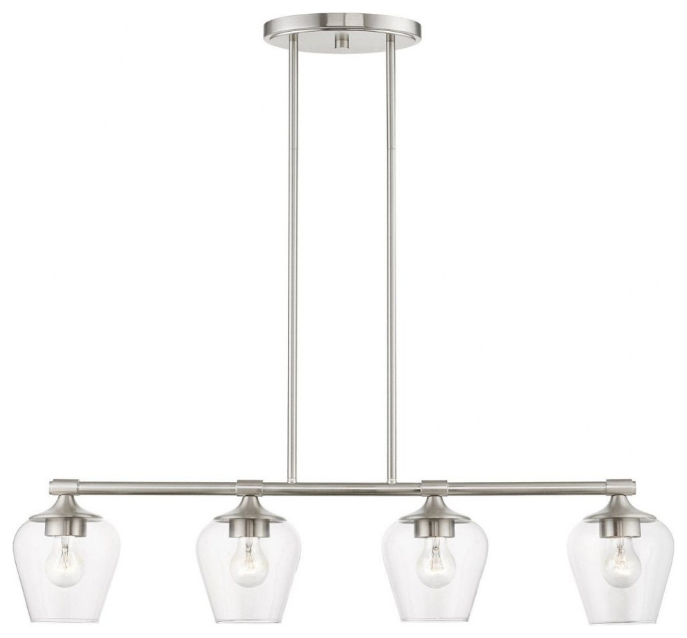 4 Light Linear Chandelier In Transitional Style-14.75 Inches Tall And 6 ... inside Transforming Your Kitchen with the Elegance of a 4-Light Linear Island Chandelier