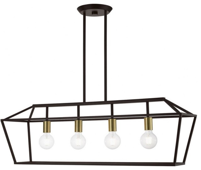 4 Light Linear Chandelier In Transitional Style-19 Inches Tall And 10 ... throughout
