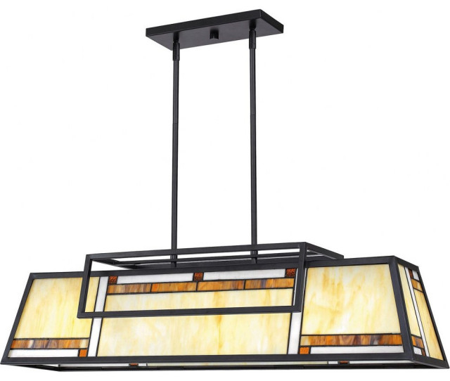 4 Light Linear Island Light - Modern Tiffany Linear Chandelier Light ... in
