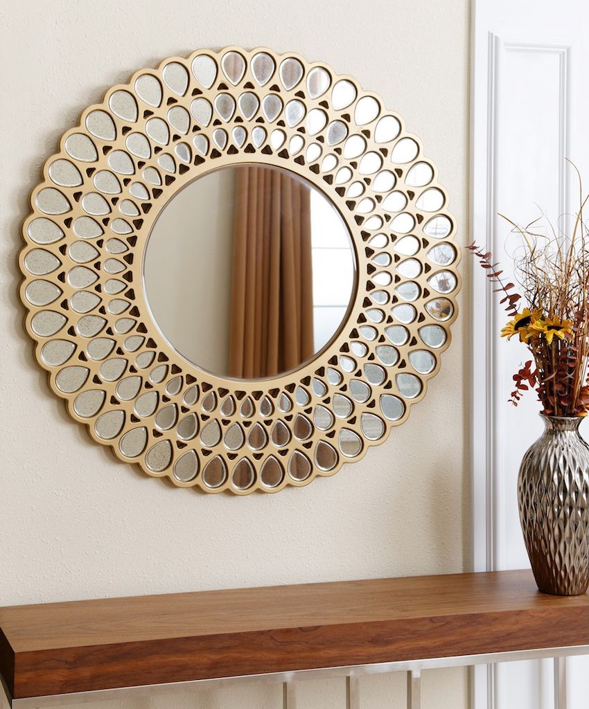 9 Dazzling Round Wall Mirrors To Decorate Your Walls | Mirror Wall ... with regard to Unveiling the Artistry Behind Metal, 24" Mirrors with Man Deco
