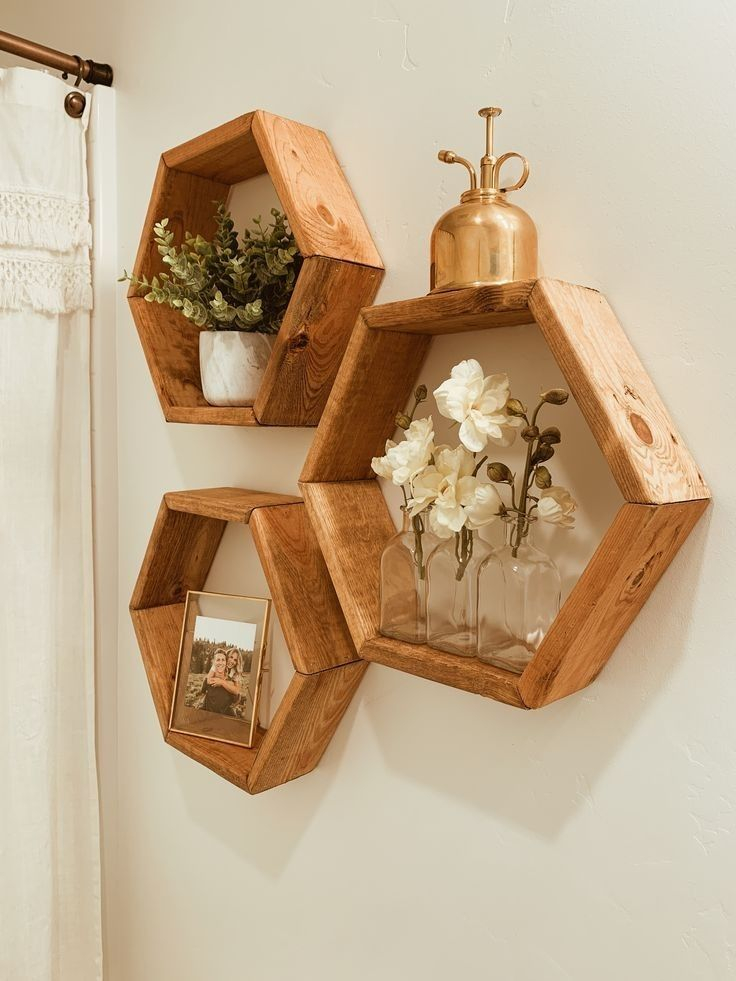 9 Ideas You Can Decorate Your Home With The Wooden Hexagonal Shelves ... with regard to