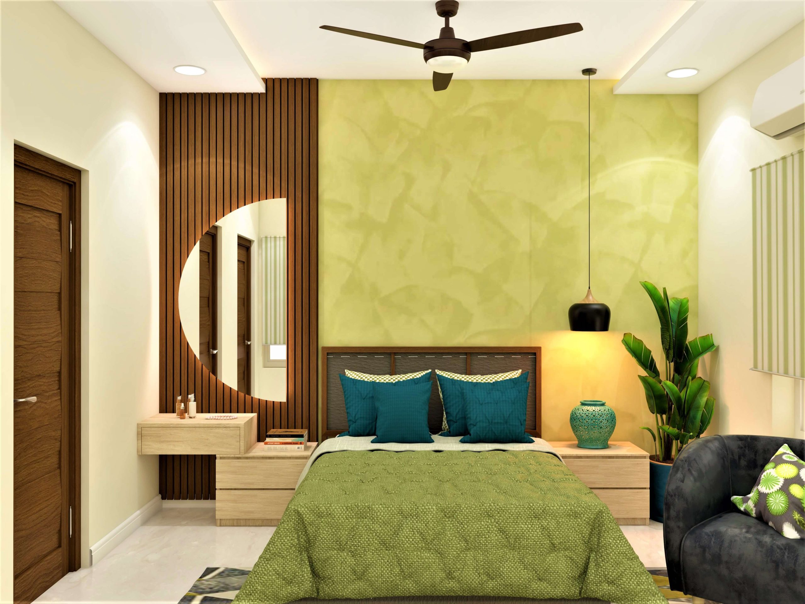 A Contemporary Bedroom Design With Fluted Wall Panels | Beautiful Homes intended for Transforming Your Space with a Fluted Bedroom Set Design Ideas