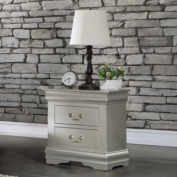 Acme Louis Philippe Nightstand, Platinum inside