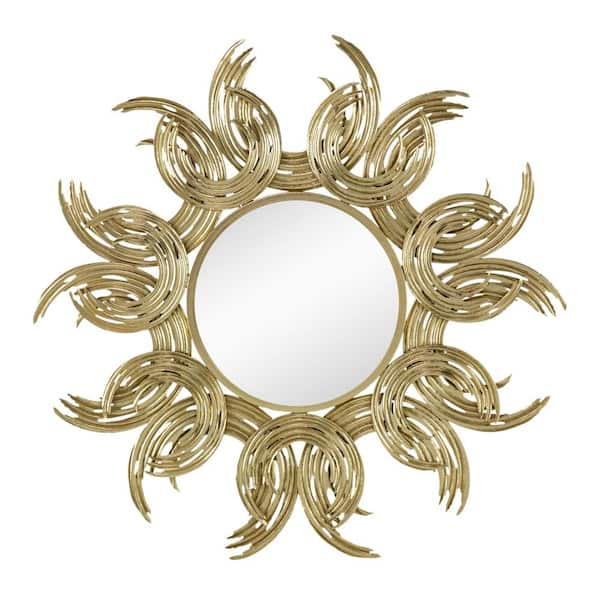 Afoxsos 38 In. W X 38 In. H Sunburst Metal Decorative Mirror With Gold ... pertaining to