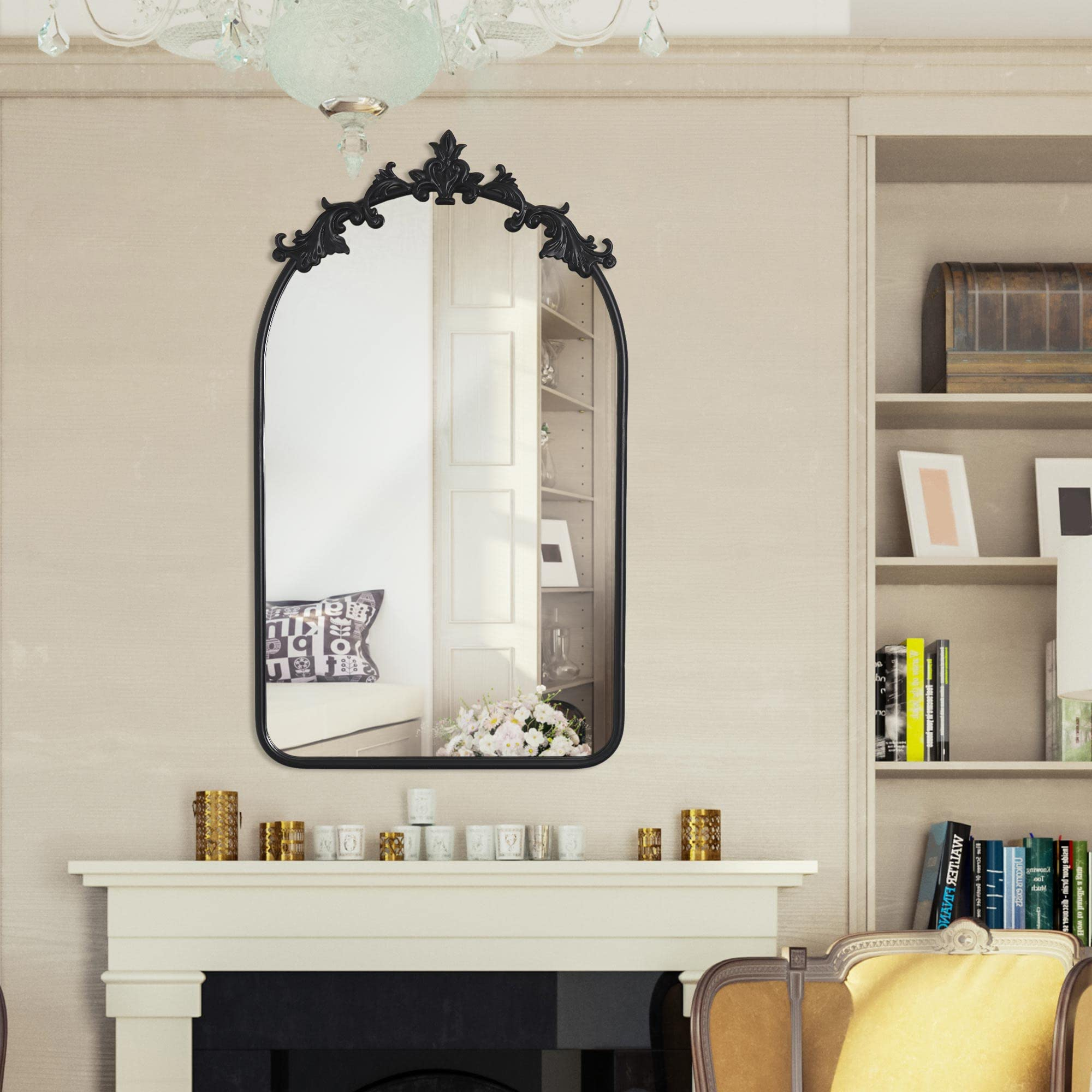 Amazon.com: Head West Arched Black Ornate Metal Accent Wall Mirror 1 ... pertaining to