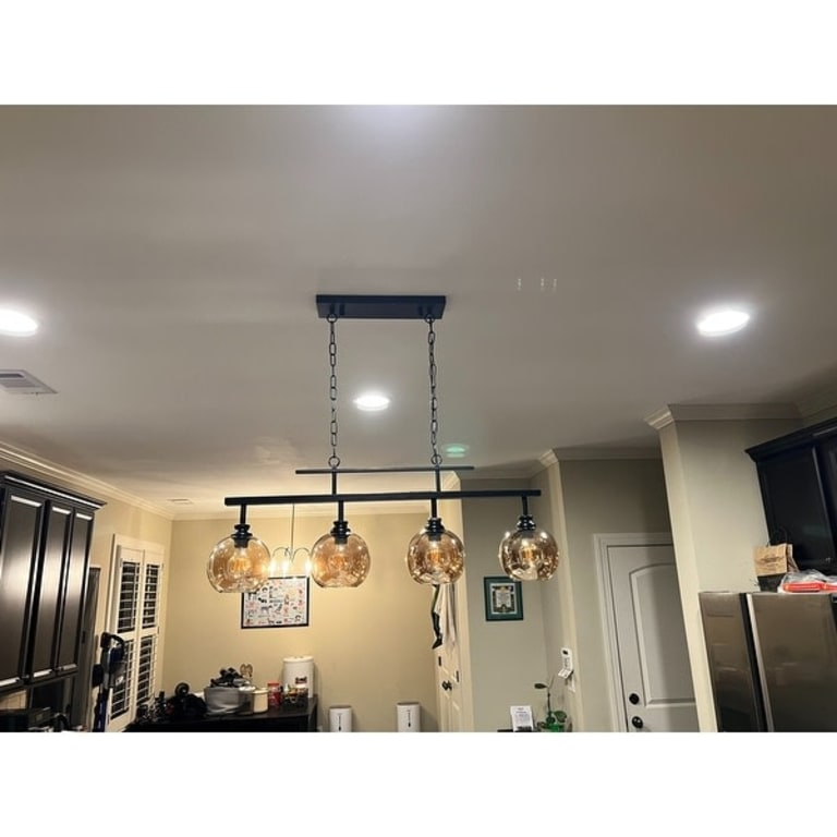 Antique Black 4-Light Linear Kitchen Island Chandelier With Amber Glass ... inside Transforming Your Kitchen with the Elegance of a 4-Light Linear Island Chandelier