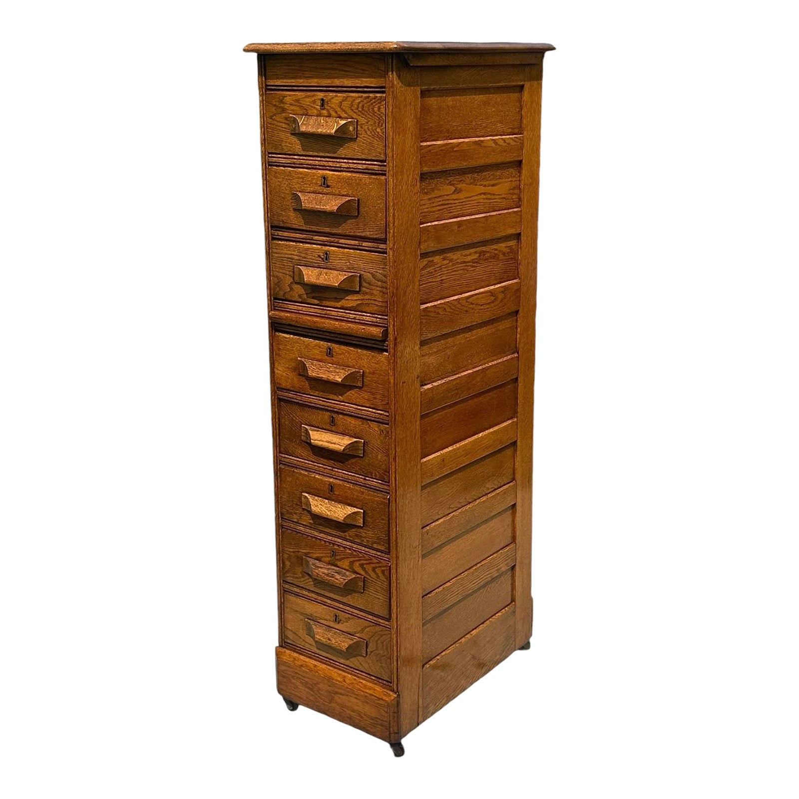 Antique Victorian Oak Raised Panel Eight Drawer Cabinet - Pull Out ... throughout