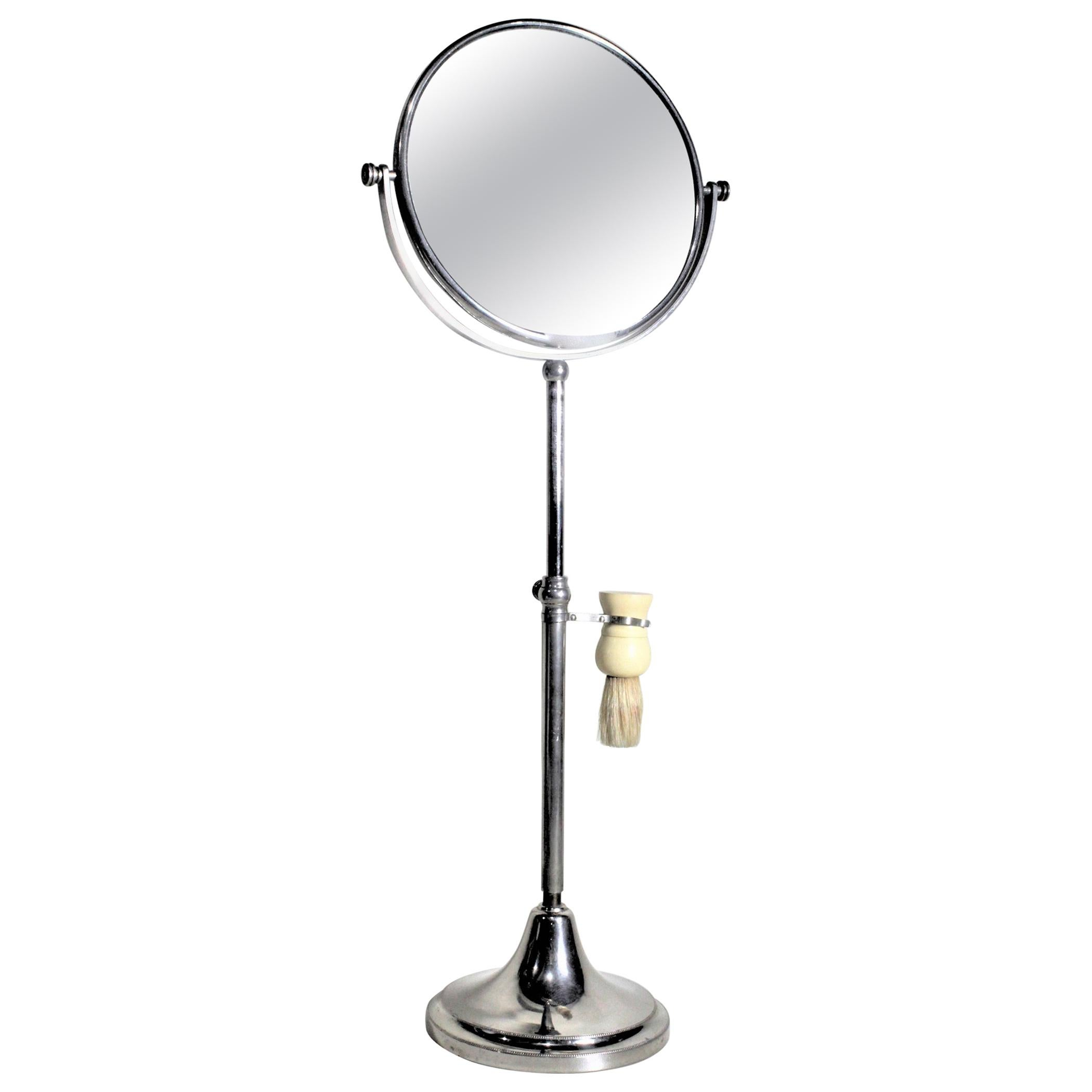 Art Deco Chrome Pedestal Men's Or Ladies Shaving Mirror With Brush ... throughout Unveiling the Artistry Behind Metal, 24" Mirrors with Man Deco