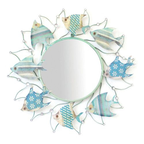 Beachcrest Home Fish Circling Wall Mirror | Wall Decor Sale, Mirror ... throughout Designing with Purpose How a Fish Mirror Shapes Coastal Decor