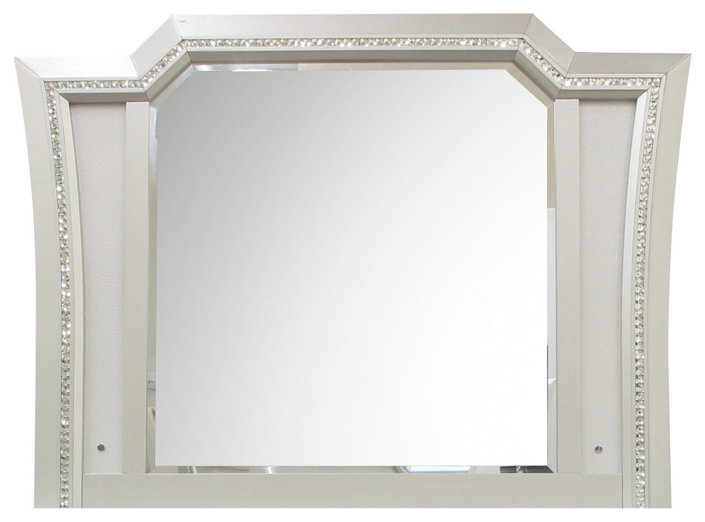 Benzara Bm207487 Elegant Mirror With Crystal Sparkling Trim &Amp; Led ... for