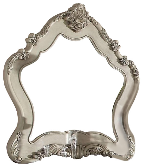 Benzara Bm232987 Wooden Arched Wall Mirror With Floral Design, White ... for