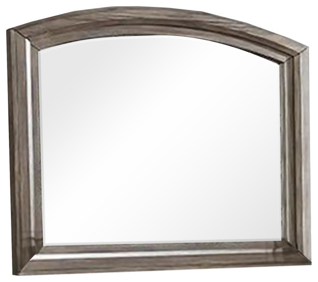 Benzara Bm241891 Wall Mirror With Plank Style Wooden Frame And Arched ... in Arched Elegance A Deep Dive into the Design of the Benzara Mirror