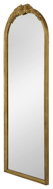 Benzara Bm285555 Tall Arched Floor Mirror, Antique Floral Design, Gold ... regarding Arched Elegance A Deep Dive into the Design of the Benzara Mirror