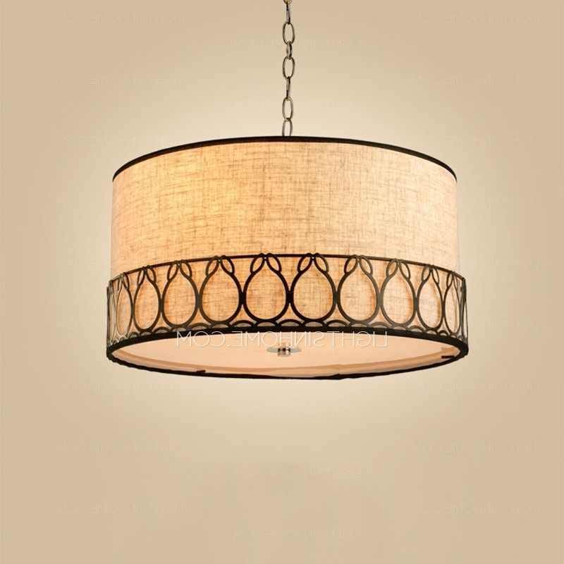 Best 10+ Of Fabric Drum Shade Chandeliers regarding