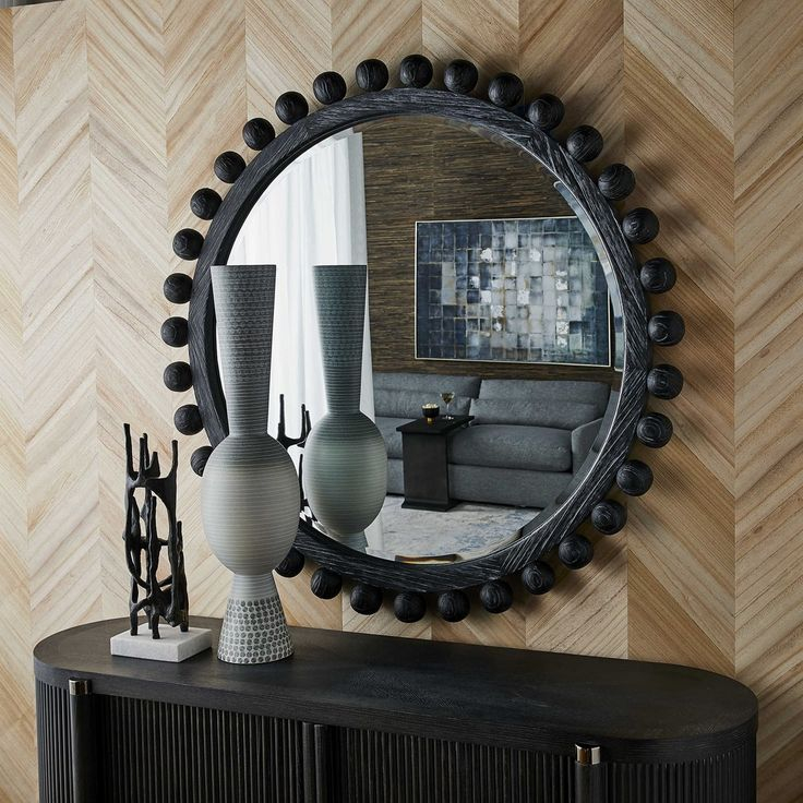 Brianza Ebony Round Mirror | Revelation By Uttermost | Wood Framed ... inside Coconut Milk & Beyond Exploring the Aesthetic of Uttermost's Wood-Framed Mirrors