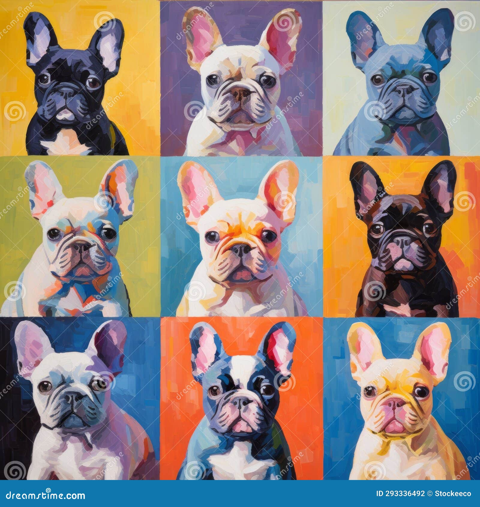 Colorful Portraits Of Six Large Francesque Bulldogs In Bay Area ... pertaining to