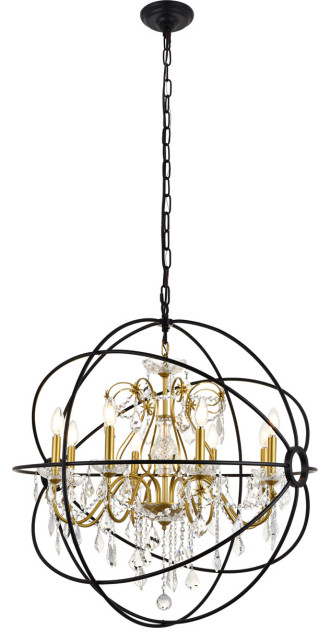 Cordelia 8 Light Pendant, Black And Gold - Traditional - Pendant ... within