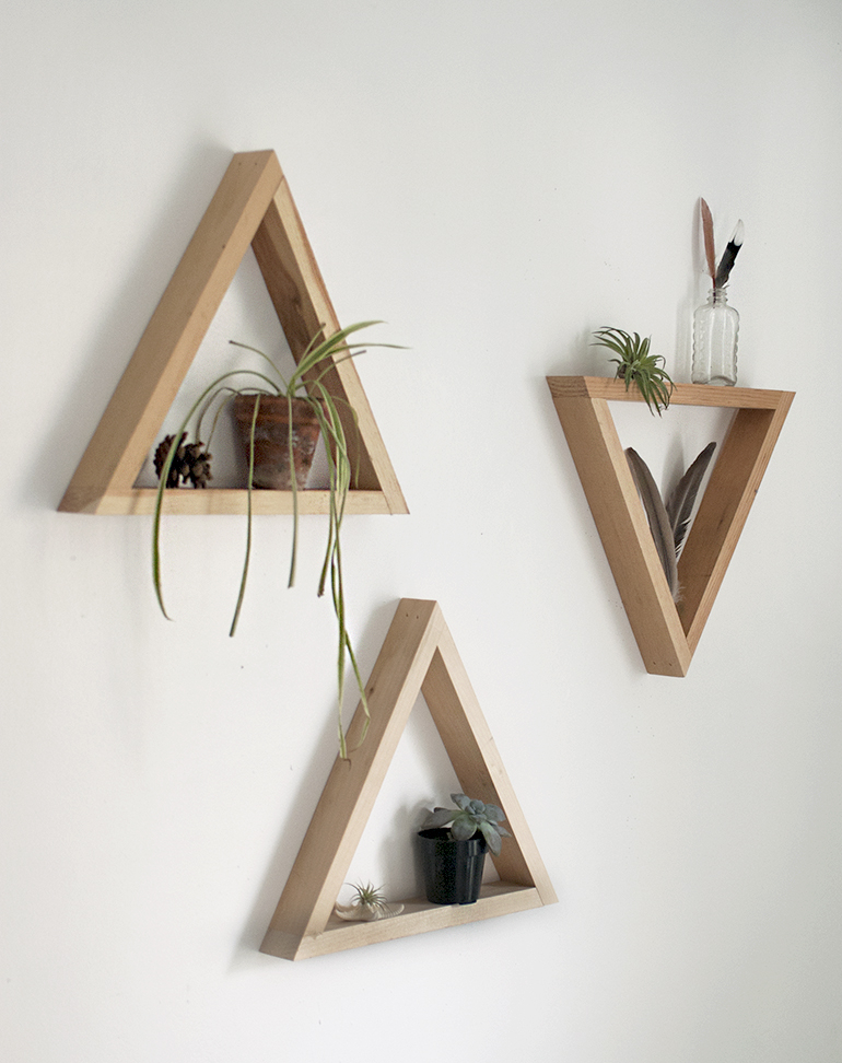 Diy Wooden Triangle Shelves - The Merrythought inside