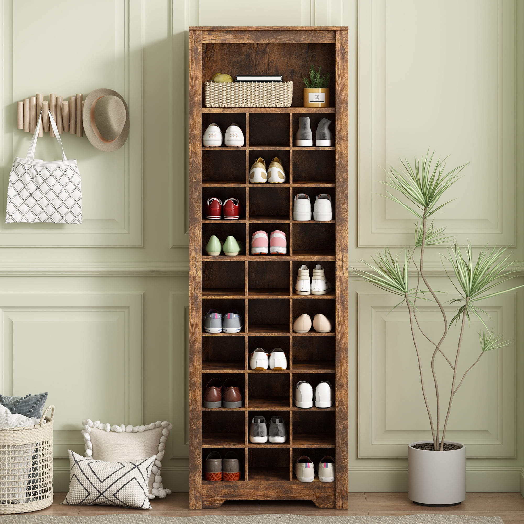 Dovelina Stylish Design 30 Shoe Cubby Console, Contemporary Shoe ... with The Gewnee Stylish Design 30 Shoe Cubby Console Design and Durability Insights