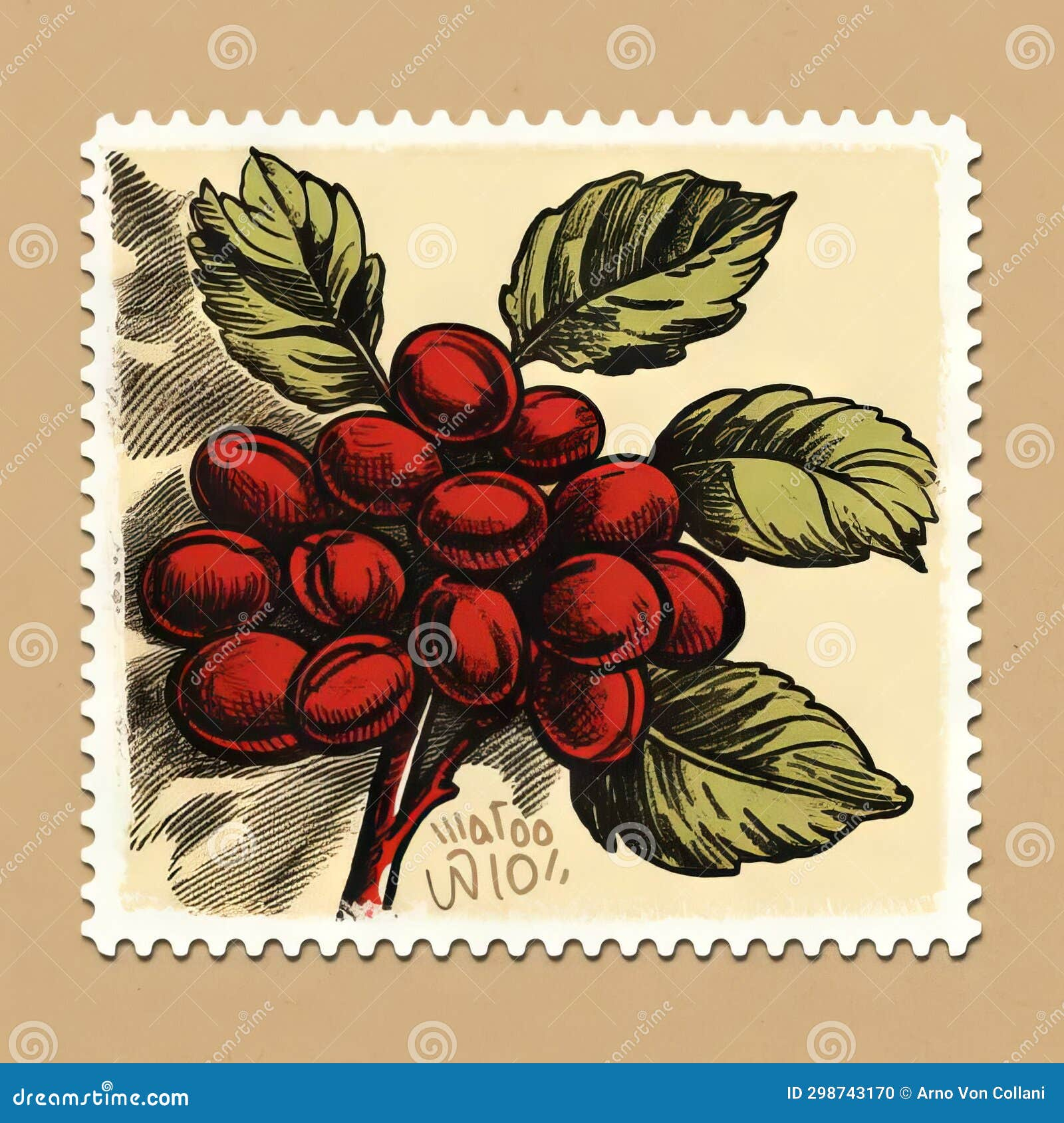 Epicurean Elegance: Vintage Stamp Unveiling The Opulence Of Ripe Coffee ... inside