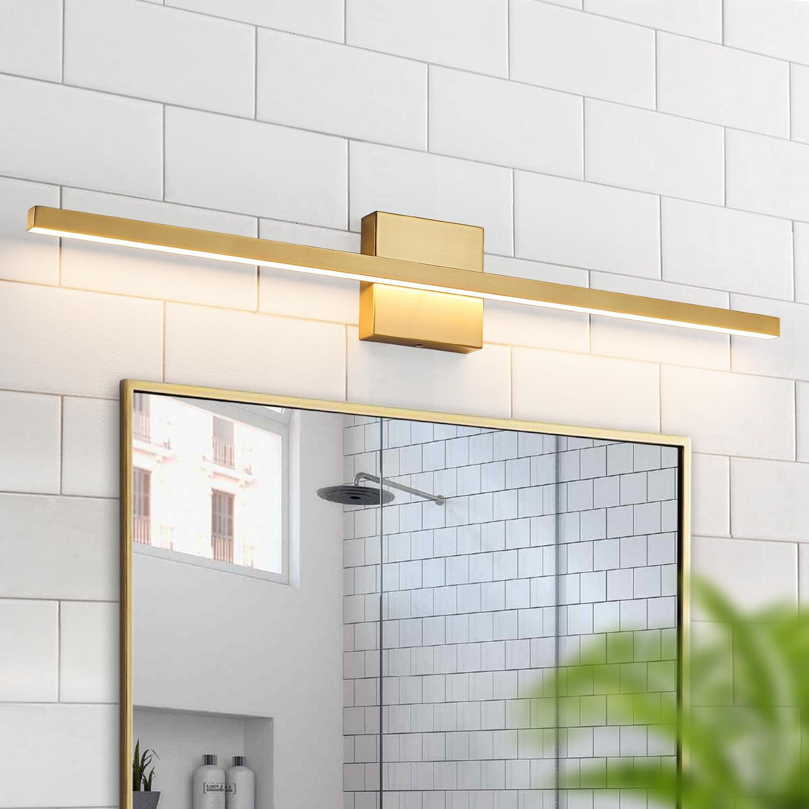 Epinl Gold Bathroom Vanity Light - 31.5 Inch Brushed Gold Bathroom ... inside Mastering Light and Space The Kea Gold Mirror's Impact on Room Dynamics