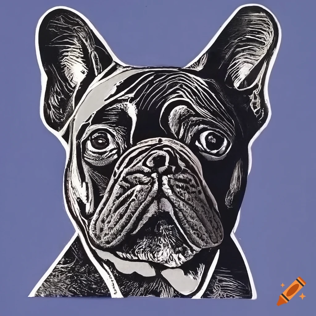 French Bulldog In Collage Lino Print Style On Craiyon pertaining to French Bulldog Collage Composition Mastering the Art of Arrangement
