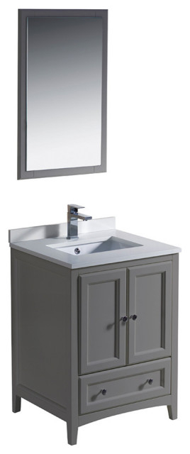 Fresca Oxford 24" Gray Traditional Bathroom Vanity, 24"W X 20.38"D X 34 ... intended for Comparing Fresca FST2060 Oxford Gray with Other Bathroom Vanity Options