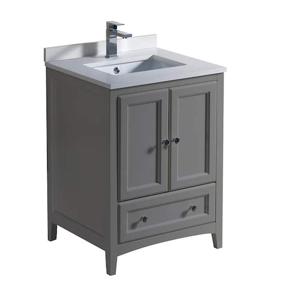 Fresca Oxford 24 In. Traditional Bathroom Vanity In Gray With Quartz ... with regard to