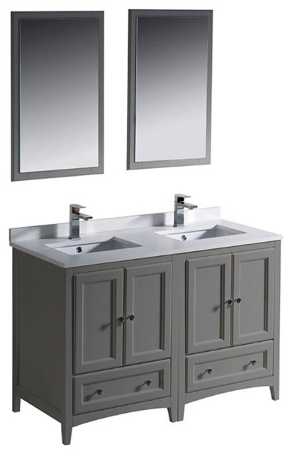 Fresca Oxford 48" Double Sinks Traditional Wood Bathroom Vanity In Gray ... regarding