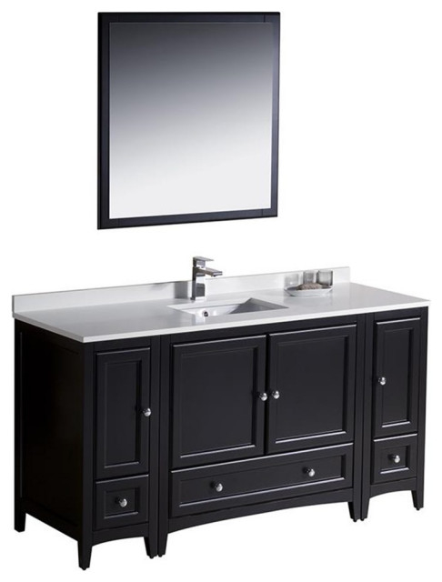 Fresca Oxford 60" Espresso Traditional Bathroom Vanity - Transitional ... throughout Comparing Fresca FST2060 Oxford Gray with Other Bathroom Vanity Options