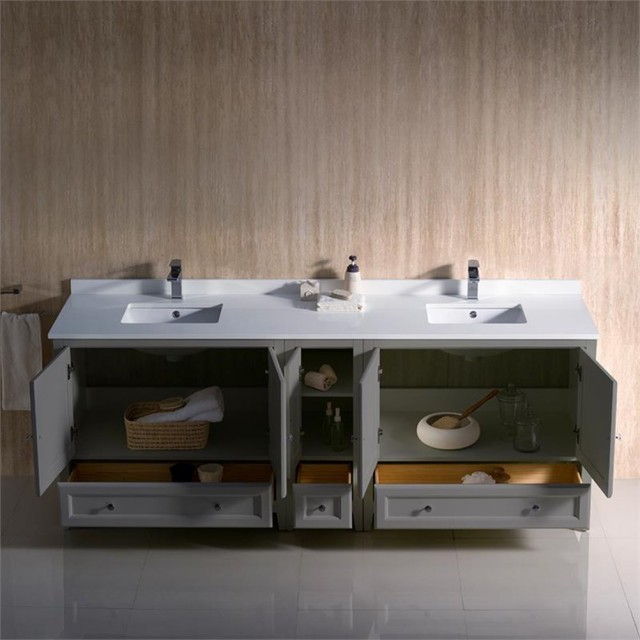 Fresca Oxford 72" Double Sinks Traditional Wood Bathroom Cabinet In ... in