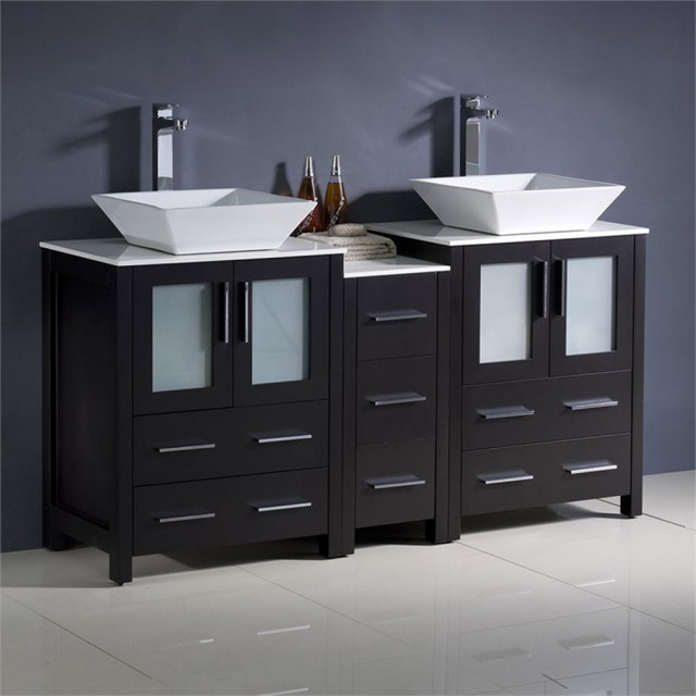 Fresca Torino 60" Espresso Double Bathroom Cabinets With Tops And ... intended for
