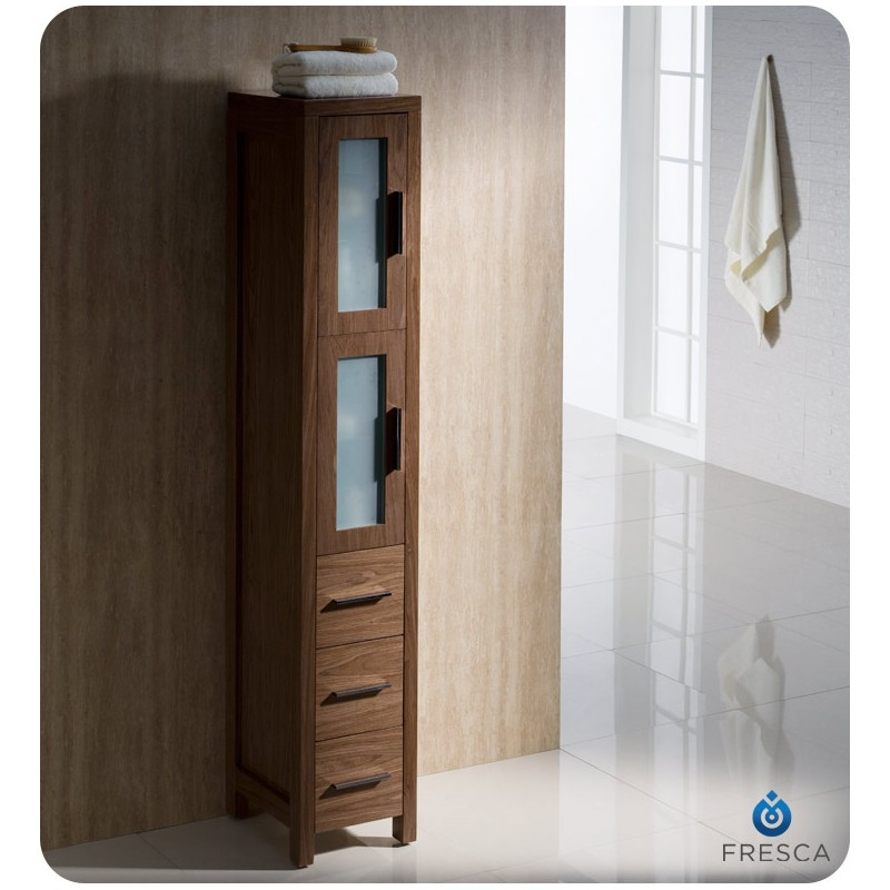 Fresca Torino Walnut Brown Tall Bathroom Linen Side Cabinet - Burroughs ... regarding