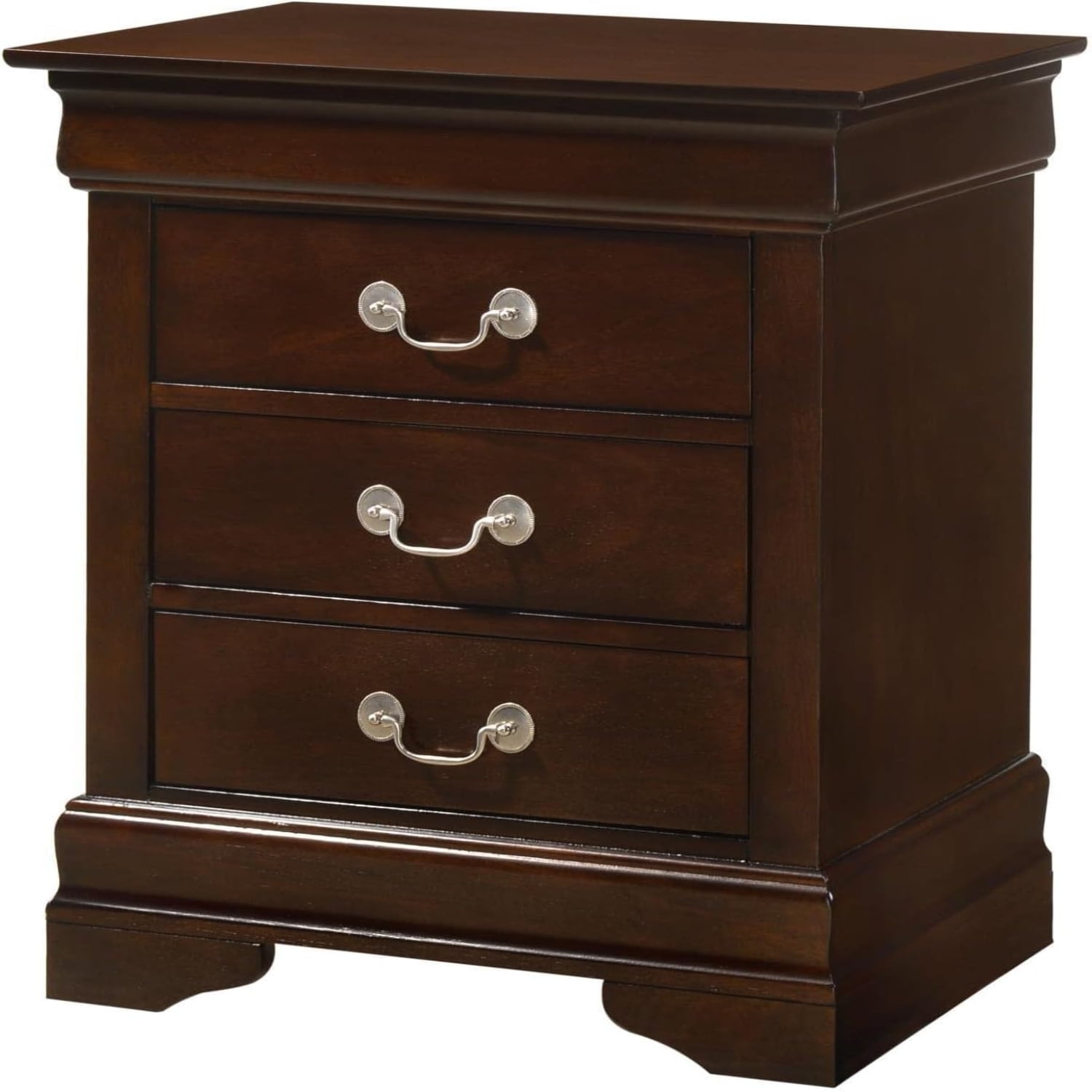 Furniture Louis Phillipe 3 Drawer Nightstand In Cappuccino - Walmart.com intended for