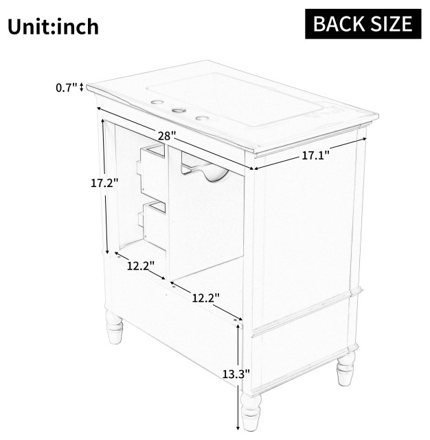 Gdf Studio 30"W Bathroom Vanity With Sink, Storage Cabinet & Soft-Close ... inside