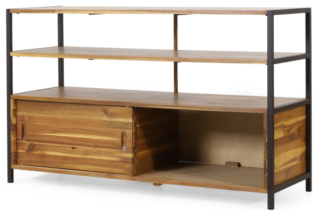 Gdf Studio Flossie Natural Stained Acacia Wood Cabinet With Rustic Iron ... inside