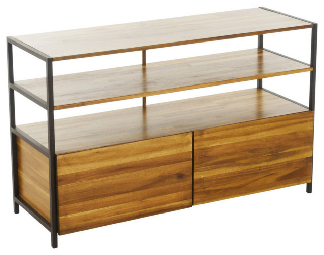 Gdf Studio Flossie Natural Stained Acacia Wood Cabinet With Rustic Iron ... throughout