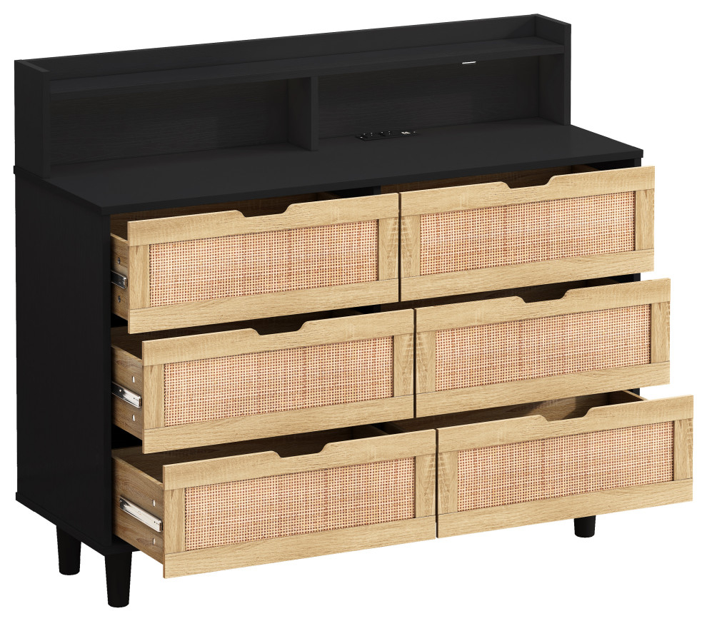 Gewnee 43.31"6-Drawers Rattan Storage Cabinet Rattan Drawer - Tropical ... for