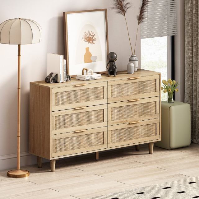 Gewnee 51.18"6-Drawers Rattan Storage Cabinet Rattan Drawer ... in Understanding Rattan Construction and Its Impact on the Gewnee Storage Cabinet