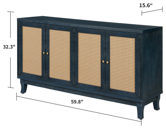 Gewnee Accent Storage Cabinet With 4 Rattan Doors - Transitional ... with regard to Understanding Rattan Construction and Its Impact on the Gewnee Storage Cabinet