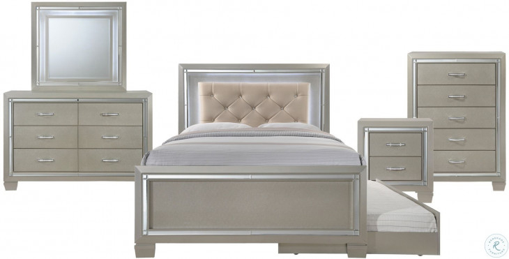 Glamour Youth Champagne Dresser With Mirror And Led Light Set From ... within Beyond the Trends Understanding the Evolution of Glamour Youth Dresser