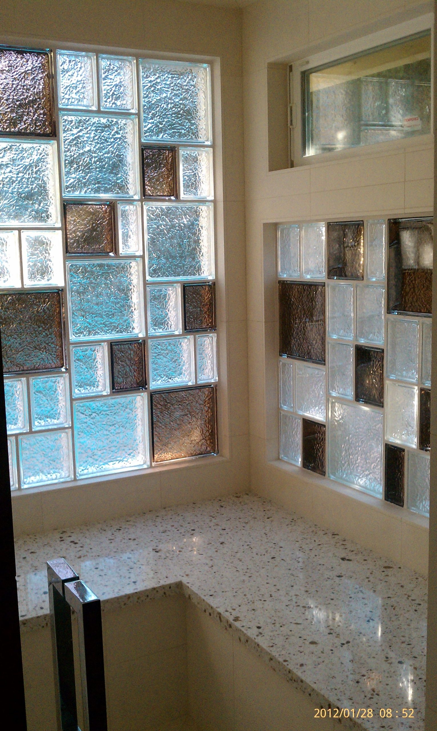 Glass Block Window For Safer And Stylish Bathroom Design inside