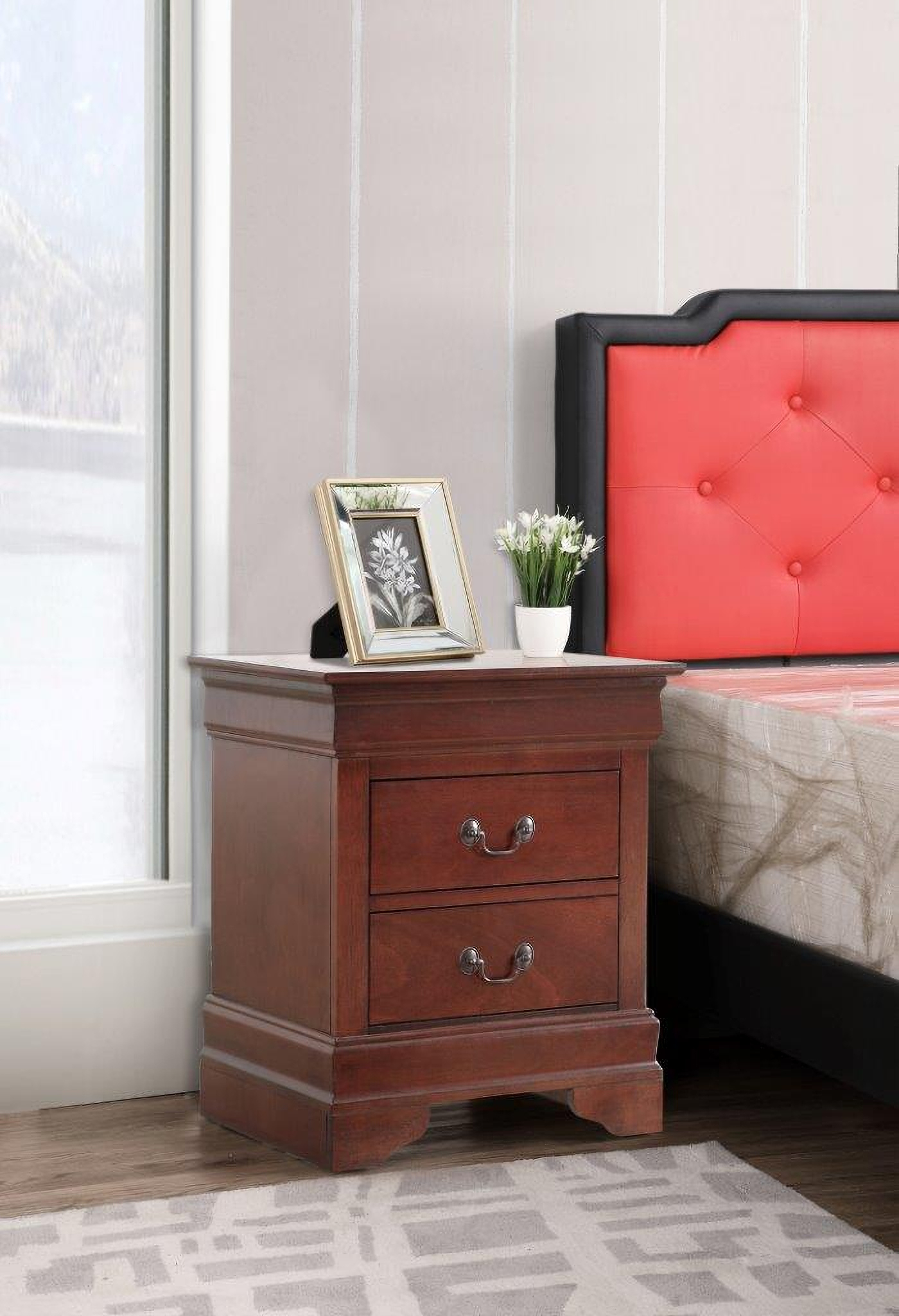 Glory Furniture Louisphillipe Nightstand, Cherry | 1Stopbedrooms inside